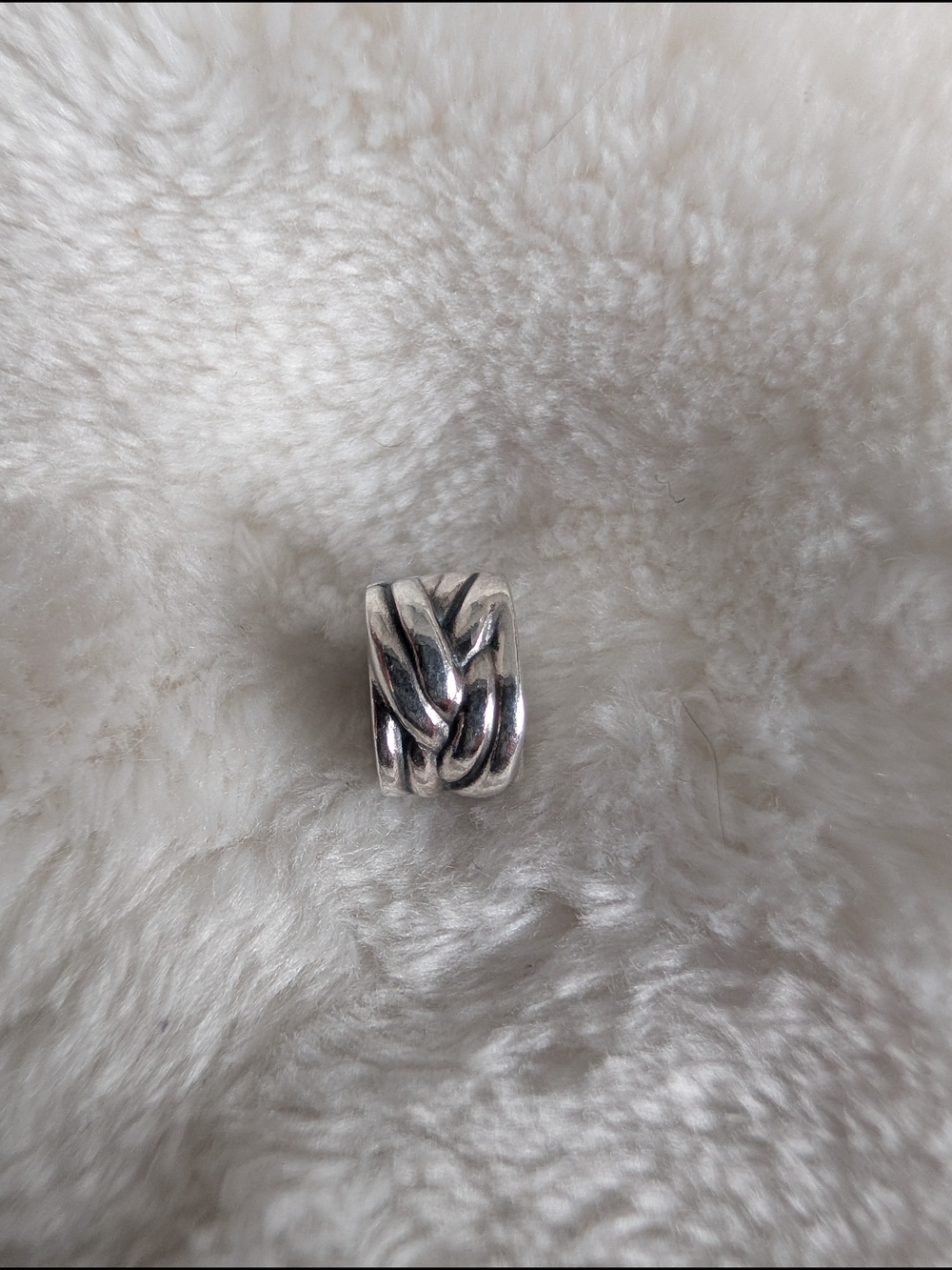 Authentic PANDORA 925 Silver Braided Pattern Clip Charm